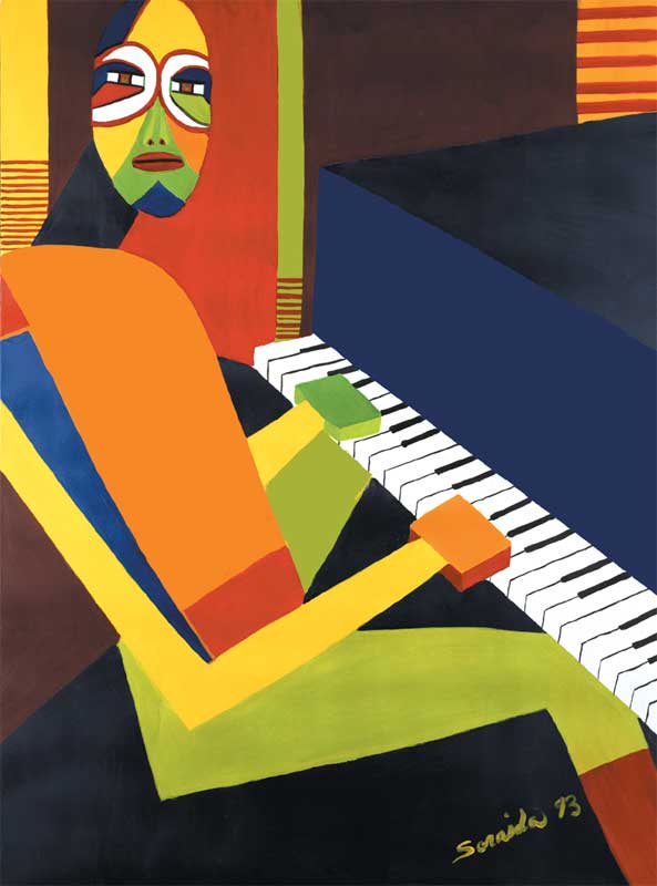 Verdadism painting: Piano Man: The Survival of Hope. Created 1993 Oil on Canvas 48"x36"